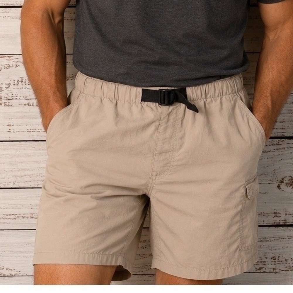 St. Johns Bay Cargo Shorts Mens L 36 Tan Belted Hiking Gorpcore Nylon Utility